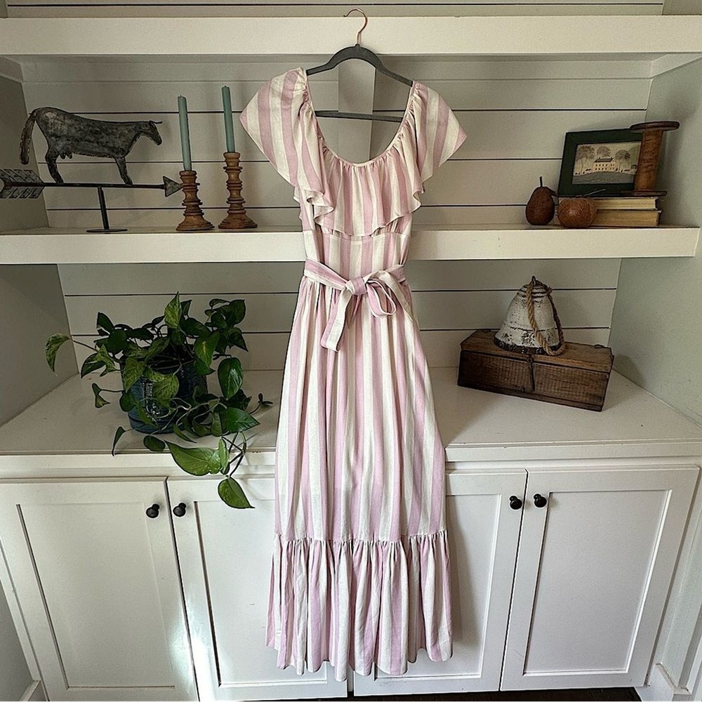 Buddy Love‎ Pink White Feminine Ruffle Dress Cottagecore